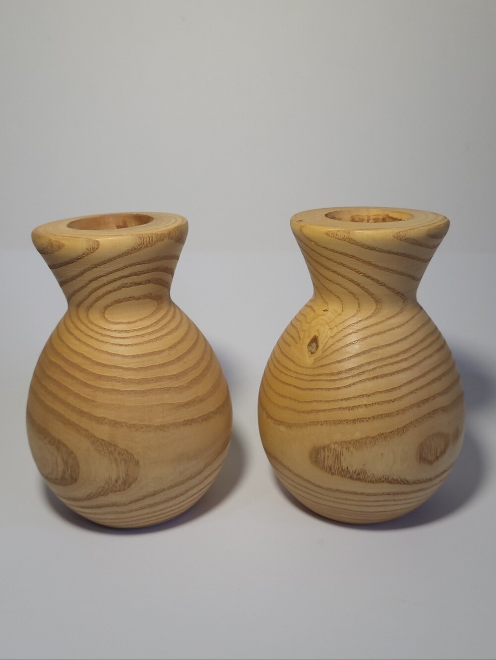 Wooden Dried Flower Bud Vases Set of 2